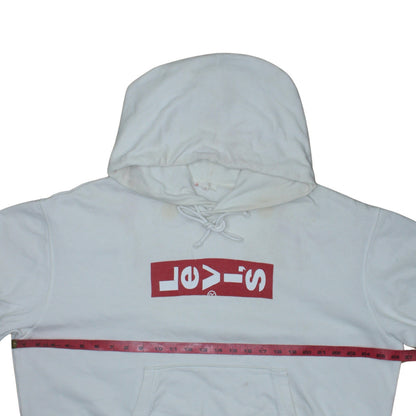 Levi's Womens White Large Pullover Hoodie with Logo Print