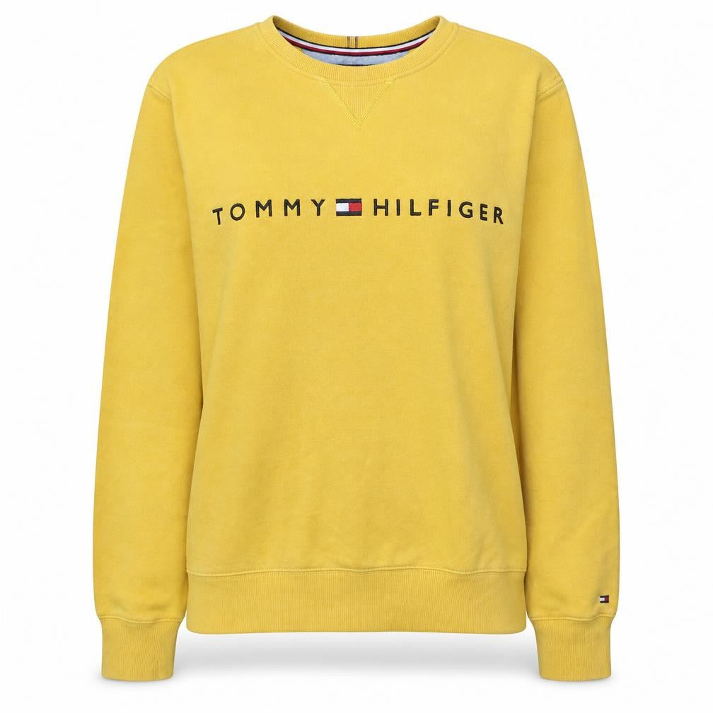 Tommy Hilfiger Women’s Yellow Logo Pullover Sweatshirt M Cotton Blend