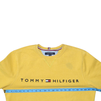 Tommy Hilfiger Women’s Yellow Logo Pullover Sweatshirt M Cotton Blend