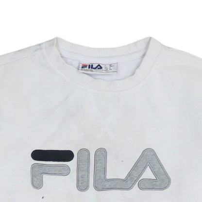 Fila Men's White Logo Crew Neck Sweatshirt Size S