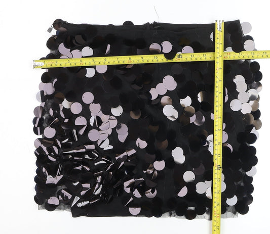 MNG Women’s Black Sequin Mini Skirt XL Short Partywear