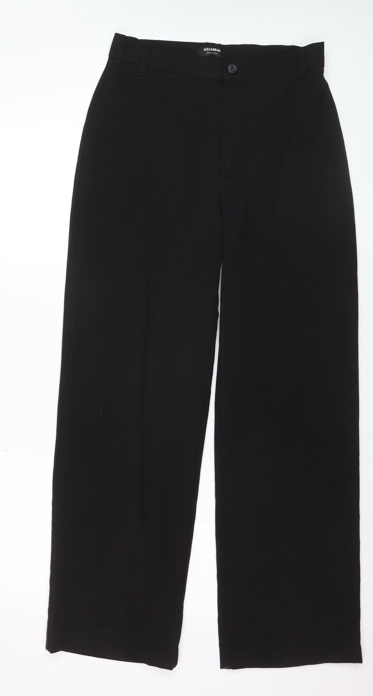Pull & Bear Womens Black Regular Fit Straight Leg Trousers Size 12
