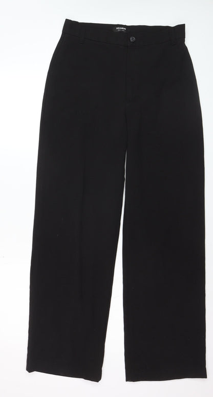 Pull & Bear Womens Black Regular Fit Straight Leg Trousers Size 12