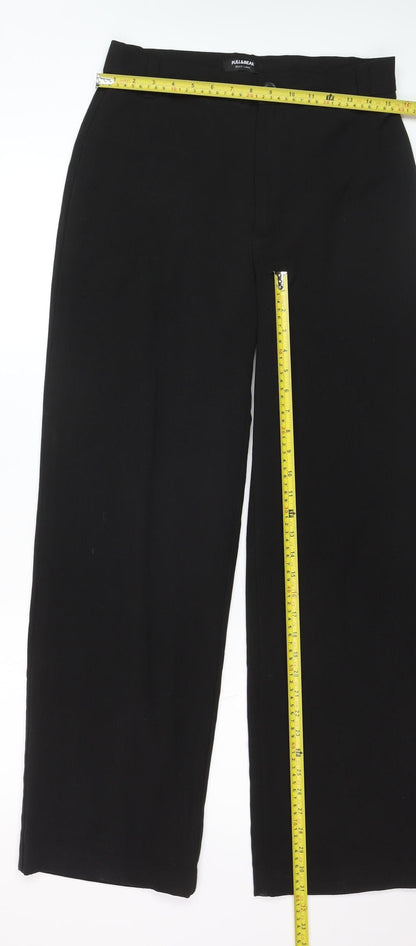 Pull & Bear Womens Black Regular Fit Straight Leg Trousers Size 12