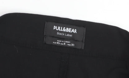 Pull & Bear Womens Black Regular Fit Straight Leg Trousers Size 12