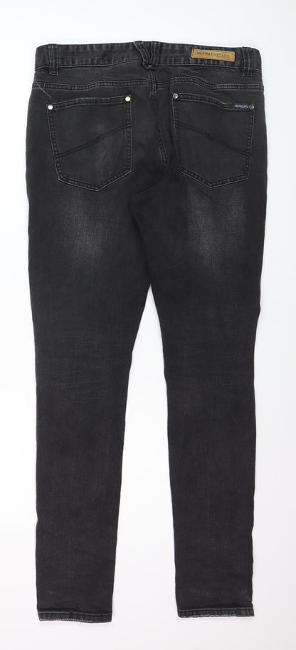 Kingpin Mens Black Skinny Fit Stretch Denim Jeans 32R