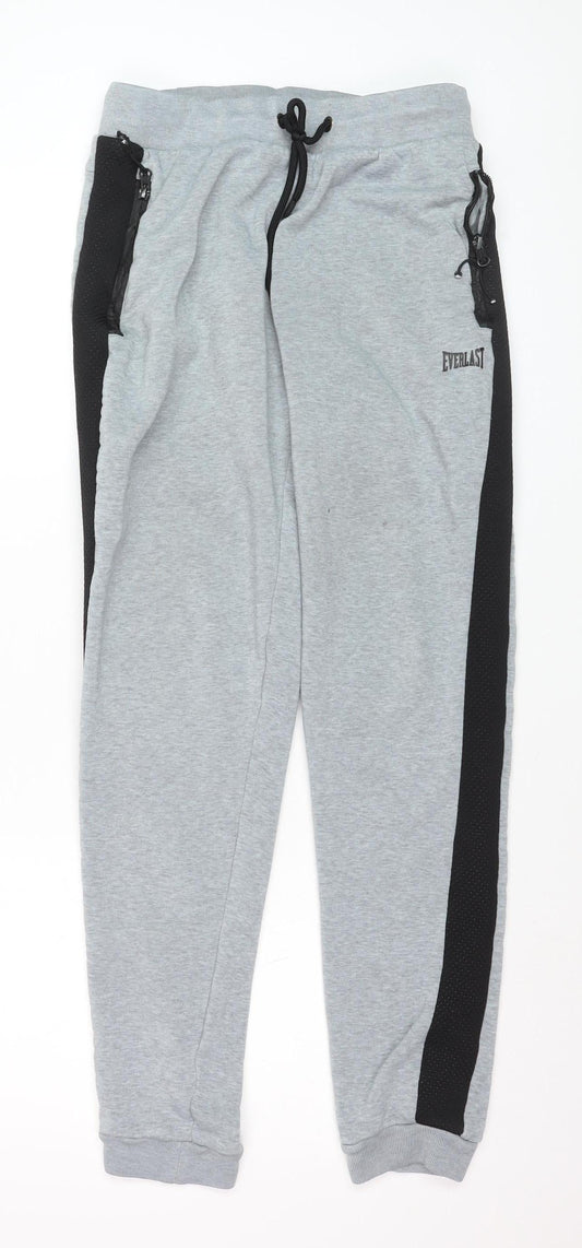 Everlast Mens Grey Jogger Trousers Size M Stretch Side Stripe