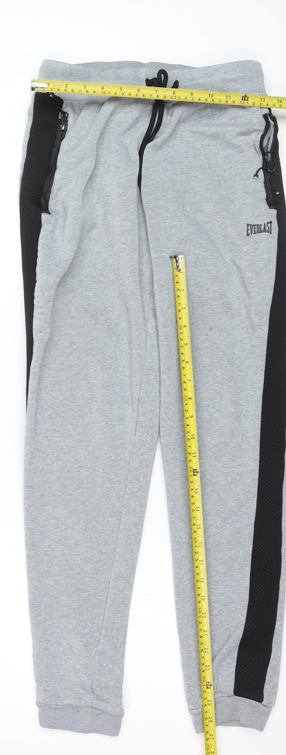 Everlast Mens Grey Jogger Trousers Size M Stretch Side Stripe