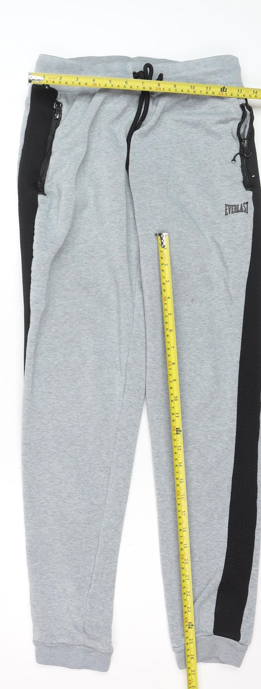 Everlast Mens Grey Jogger Trousers Size M Stretch Side Stripe