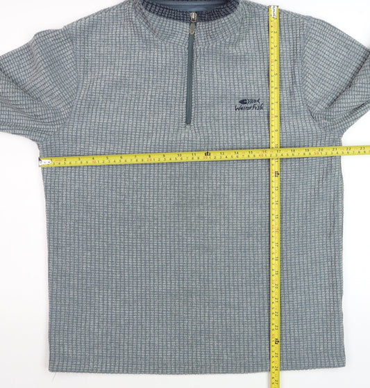 Weird Fish Men's Grey Waffle Knit 1/4 Zip Fleece Jumper M