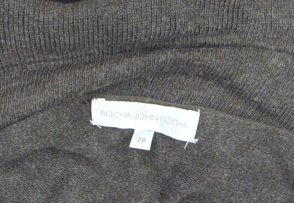 Rocha John Rocha Women Brown Size 20 Collared Cardigan Knit Jumper