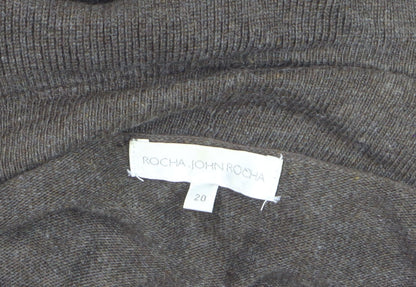 Rocha John Rocha Women Brown Size 20 Collared Cardigan Knit Jumper