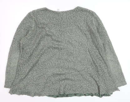 Punt Roma Women Green Knit Long Sleeve Pullover Jumper XL