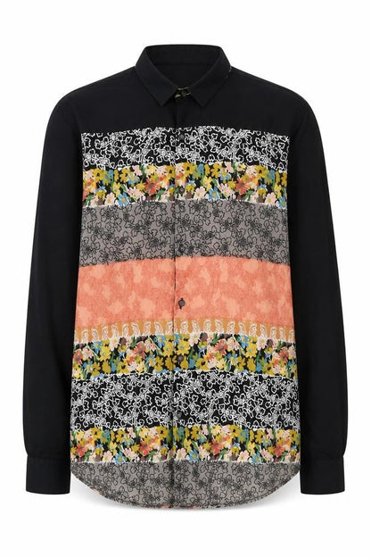 FRIO Womens Multicoloured Floral Stripe Cotton Button-Up Shirt XL
