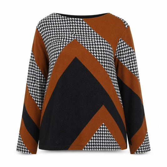 Gerry Weber Women’s Brown Geometric Pullover Jumper Size 14