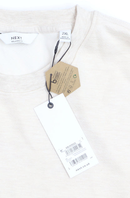 Next Men’s Beige 2XL Relaxed Fit Crew Neck Sweatshirt