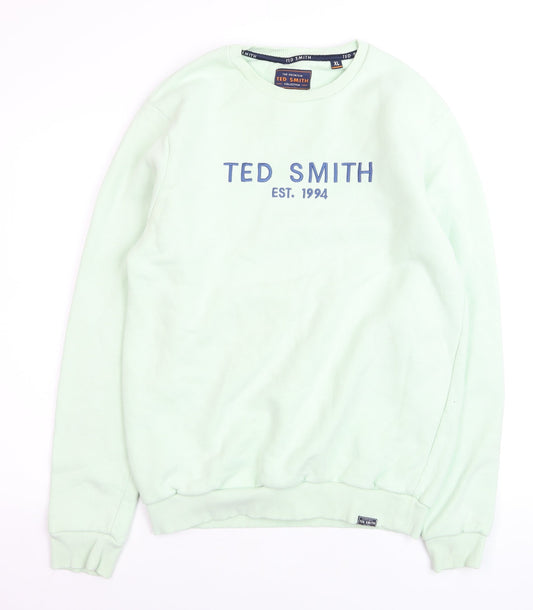 Ted Smith Men's Green XL Pullover Sweatshirt Crew Neck Logo