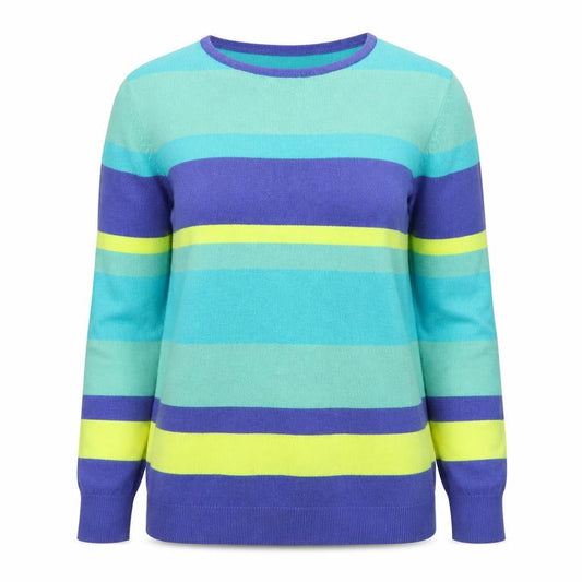 South Women’s Multicoloured Striped Acrylic Jumper UK 8 Crew Neck