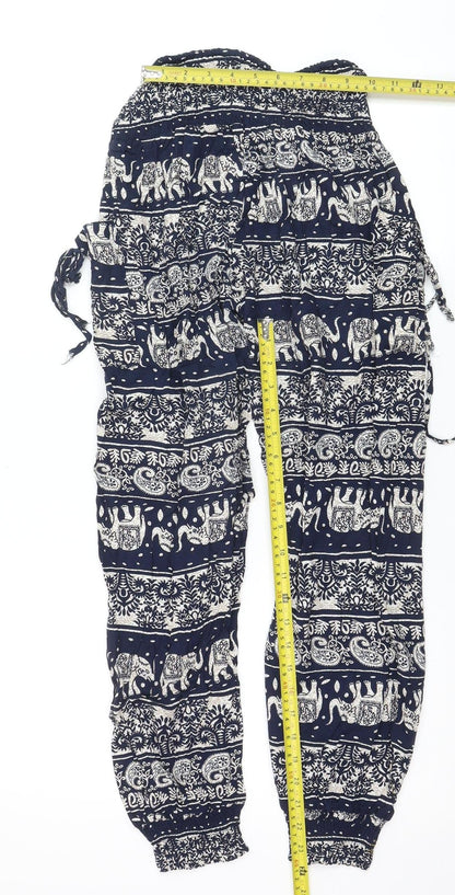 Stella Women’s Navy Elephant Print Harem Pants Size 10 Viscose Boho