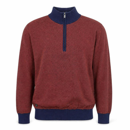 6th Sense Men's Red Blue 1/4 Zip Cotton Jumper L Knit High Neck