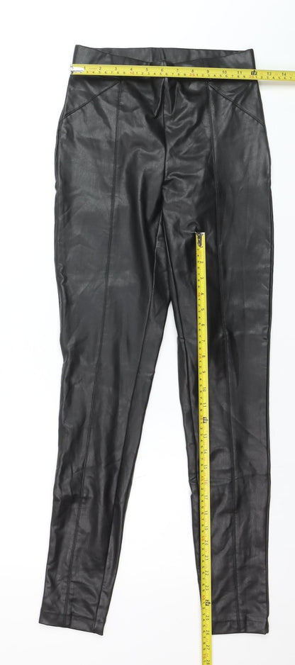ONLY Womens Black Faux Leather High Rise XS Leggings