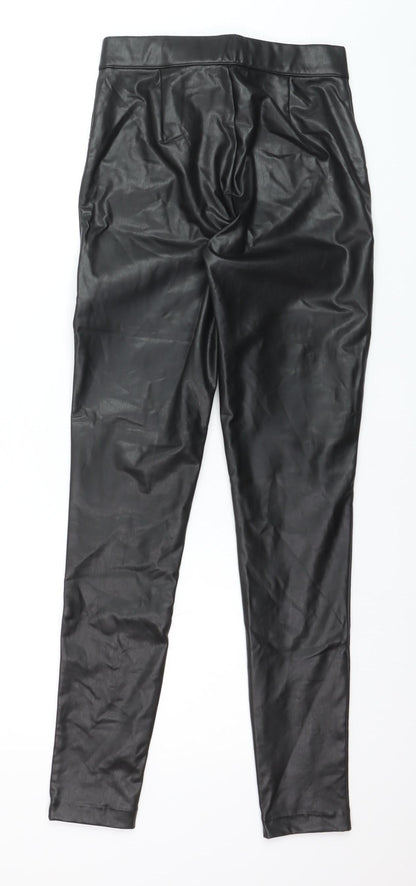 ONLY Womens Black Faux Leather High Rise XS Leggings