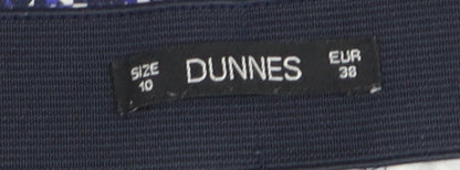 Dunnes Womens Blue Geometric Slim Tapered Trousers Size 10