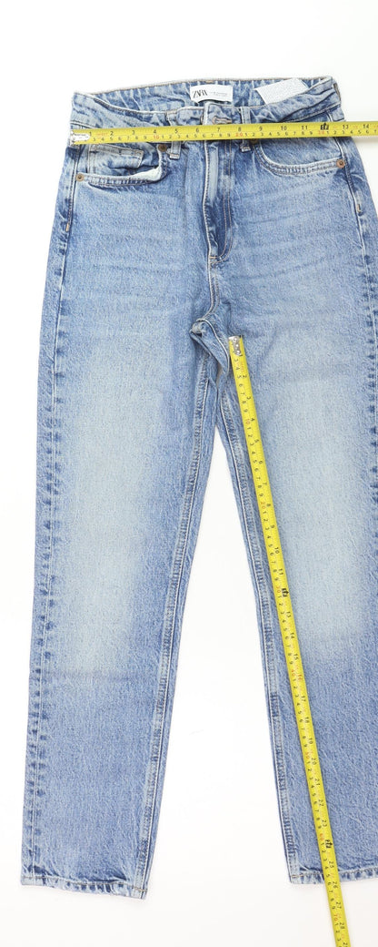 ZARA Women Blue Mom Jeans Size 8 High Rise Light Wash Denim