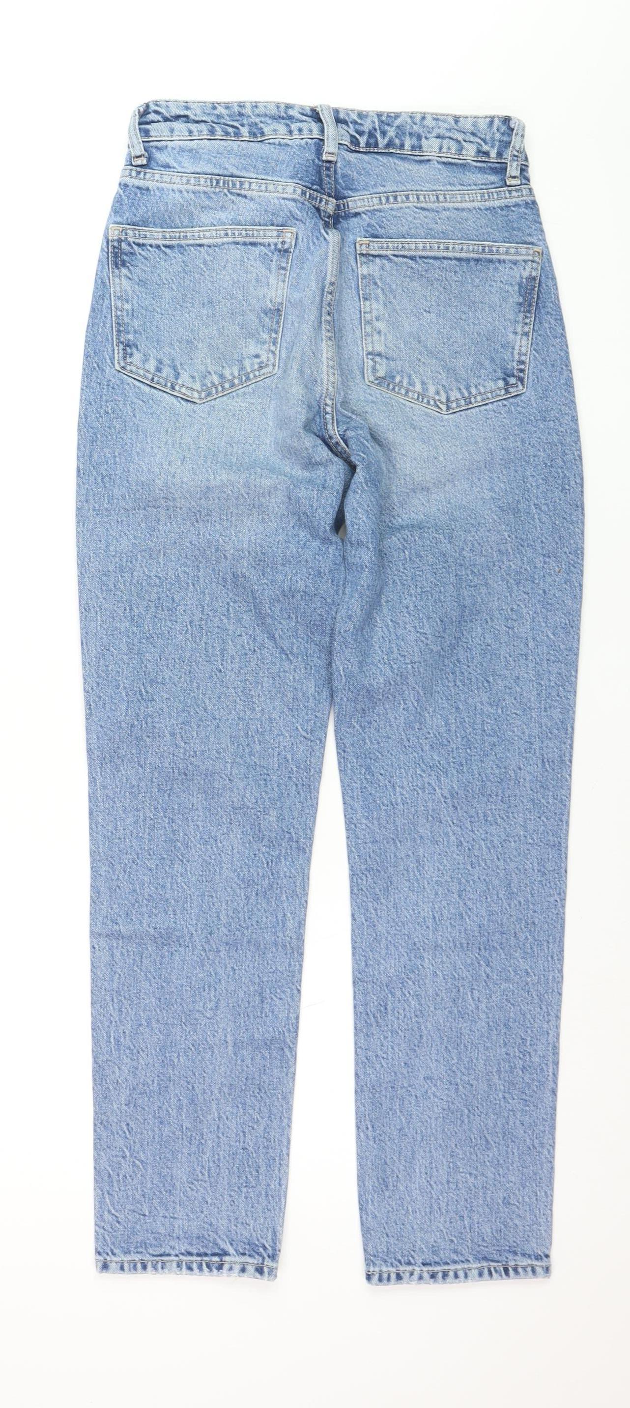 ZARA Women Blue Mom Jeans Size 8 High Rise Light Wash Denim
