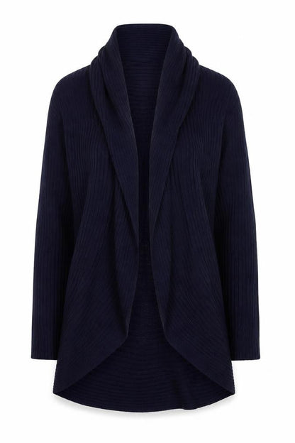 Front view of Gallery Women’s Blue Long Sleeve Hooded Cardigan, size UK 12