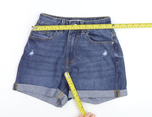 Primark Women's Blue Denim Mom Shorts Size 4 High Waist Stretch
