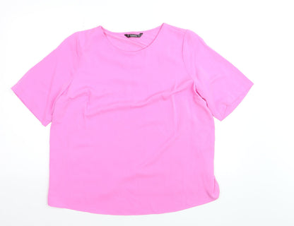 Dunnes Women Pink Short Sleeve Basic Blouse Size L
