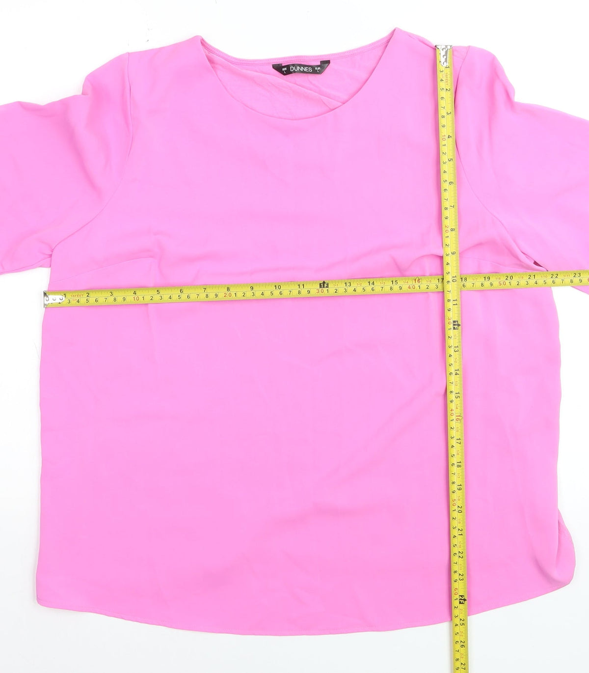 Dunnes Women Pink Short Sleeve Basic Blouse Size L