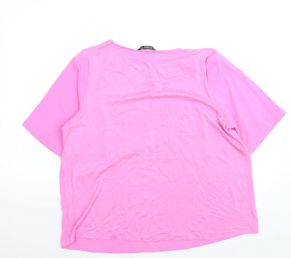 Dunnes Women Pink Short Sleeve Basic Blouse Size L