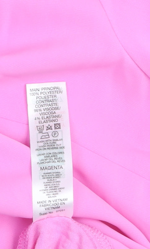 Dunnes Women Pink Short Sleeve Basic Blouse Size L