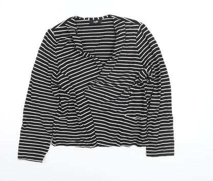 Wallis Women’s Black White Striped Jersey Blazer M Regular Fit