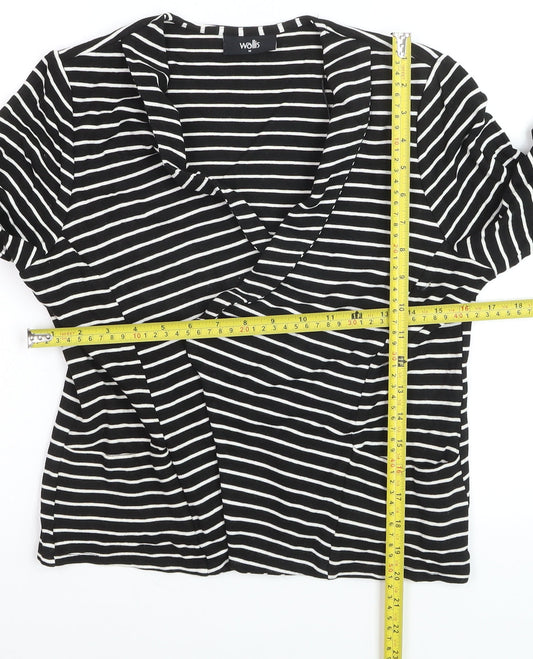Wallis Women’s Black White Striped Jersey Blazer M Regular Fit