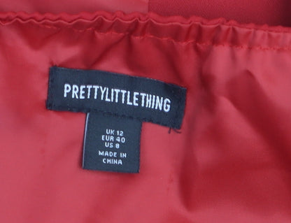 PrettyLittleThing Women Red Halter Neck Button-Up Top Size 12