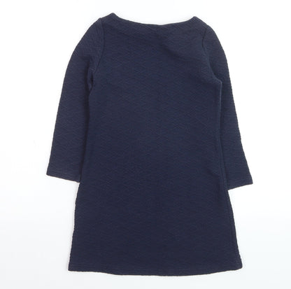 GANT Girls Blue Quilted Shift Dress 5-6 Years Long Sleeve Casual