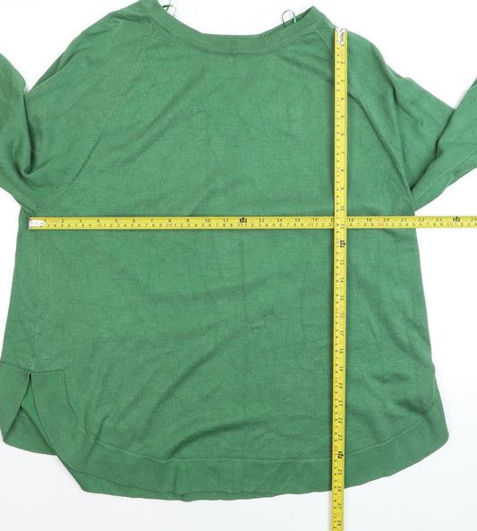 Gallery Women's Green XL Crew Neck Long Sleeve Knit Pullover Jumper
