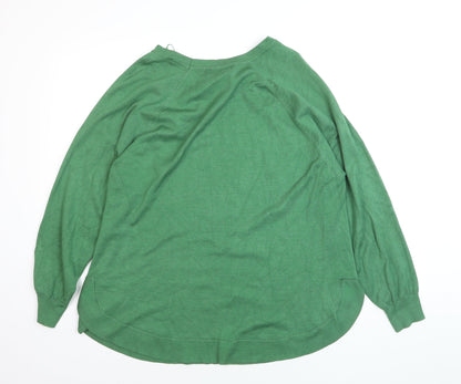 Gallery Women's Green XL Crew Neck Long Sleeve Knit Pullover Jumper