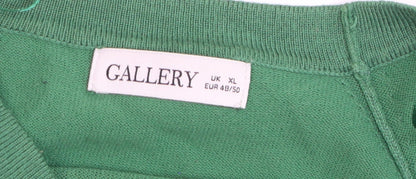 Gallery Women's Green XL Crew Neck Long Sleeve Knit Pullover Jumper
