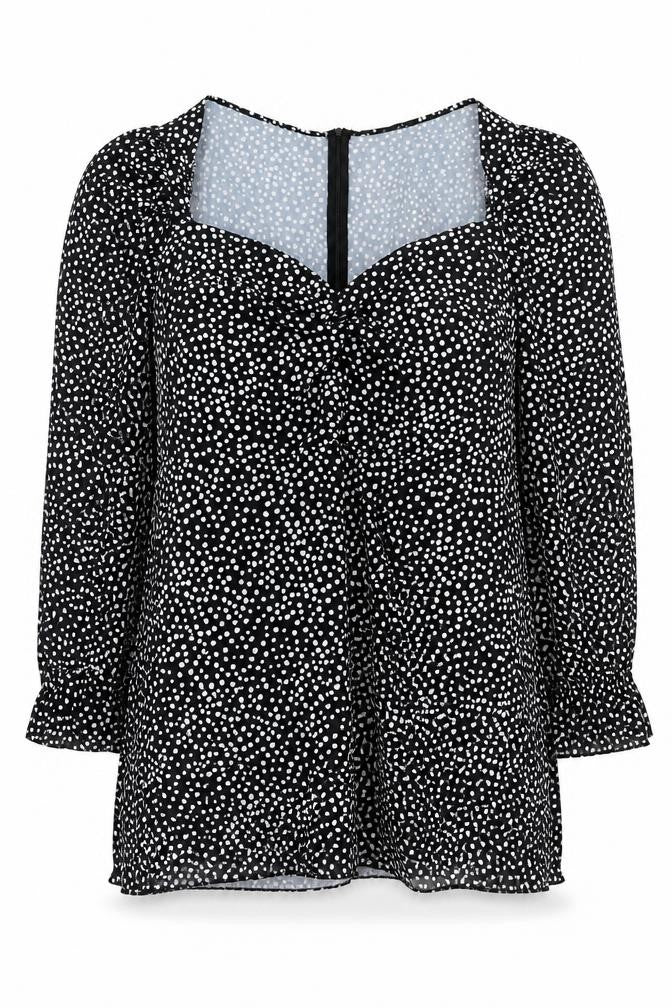 I Saw It First Womens Black Polka Dot Sweetheart Long Sleeve Blouse Size 18