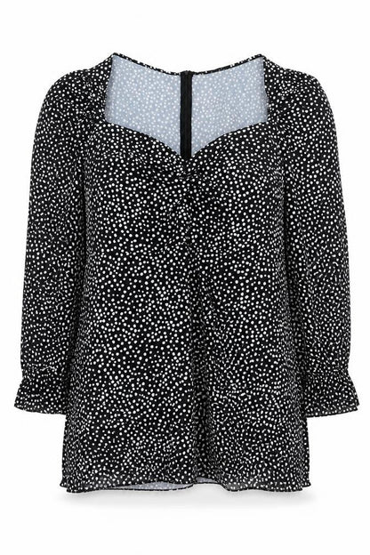I Saw It First Womens Black Polka Dot Sweetheart Long Sleeve Blouse Size 18