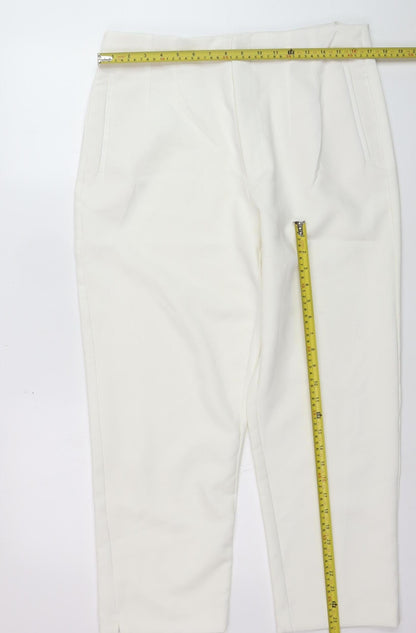 Stradivarius Women White Slim Tapered Trousers Size 16