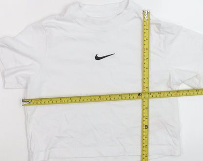 Nike Teens White Loose Fit Basic T-Shirt XS Cotton Crew Neck