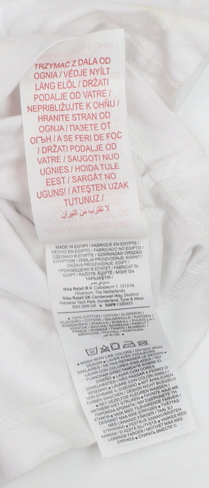 Nike Teens White Loose Fit Basic T-Shirt XS Cotton Crew Neck