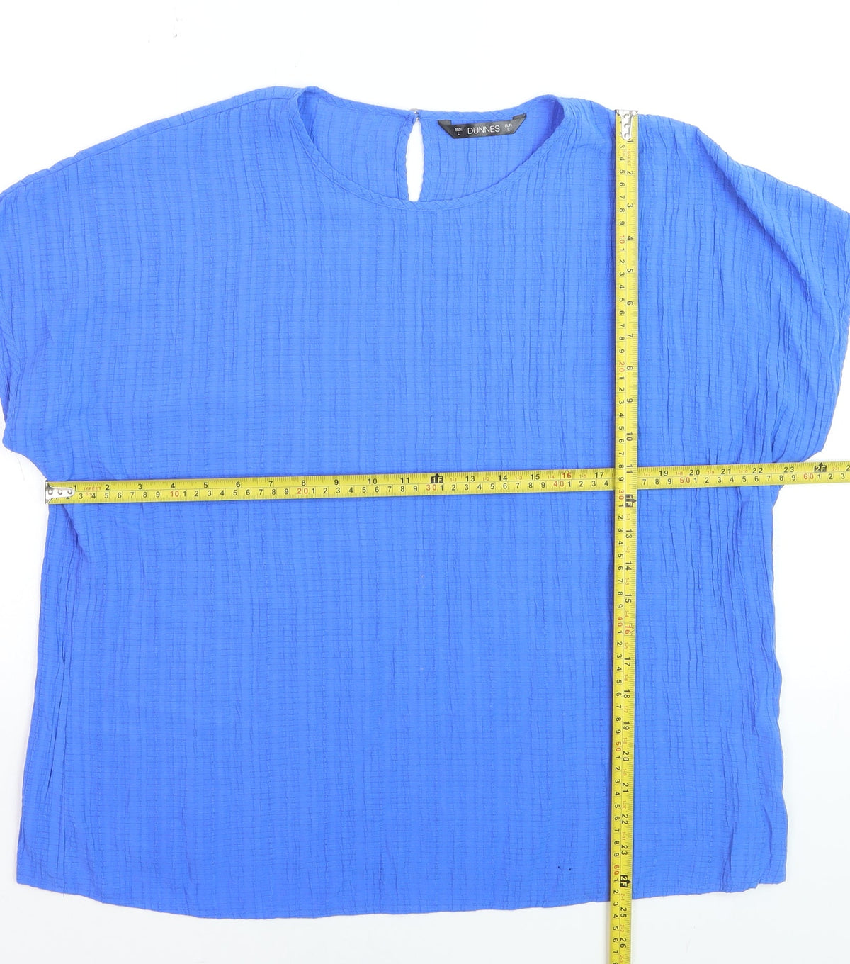 Dunnes Women Blue Basic Blouse Size L Relaxed Fit Cotton Blend