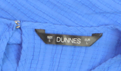Dunnes Women Blue Basic Blouse Size L Relaxed Fit Cotton Blend