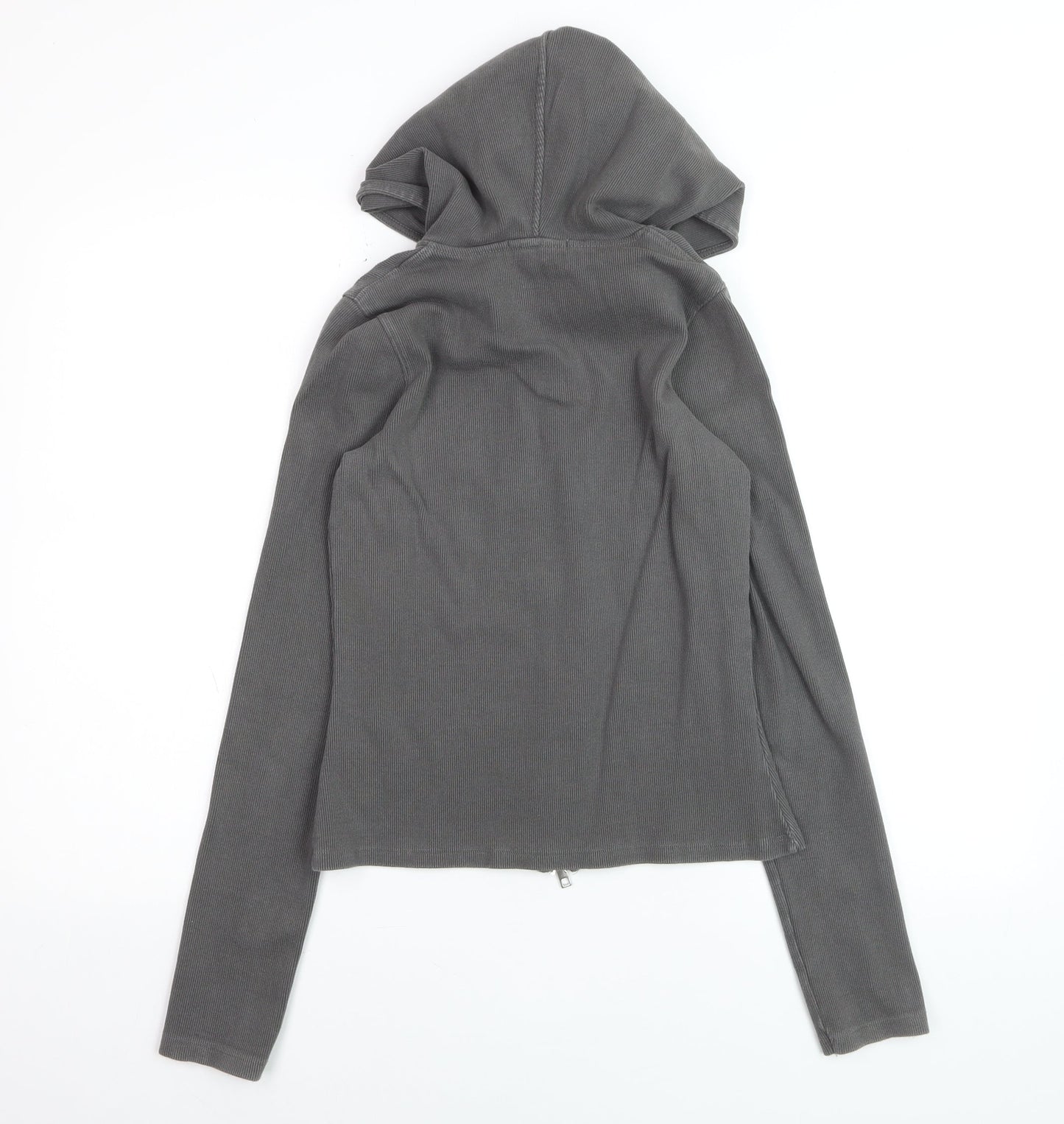 Oysho Women's Grey Slim Fit Hooded Full Zip Jacket Size 8